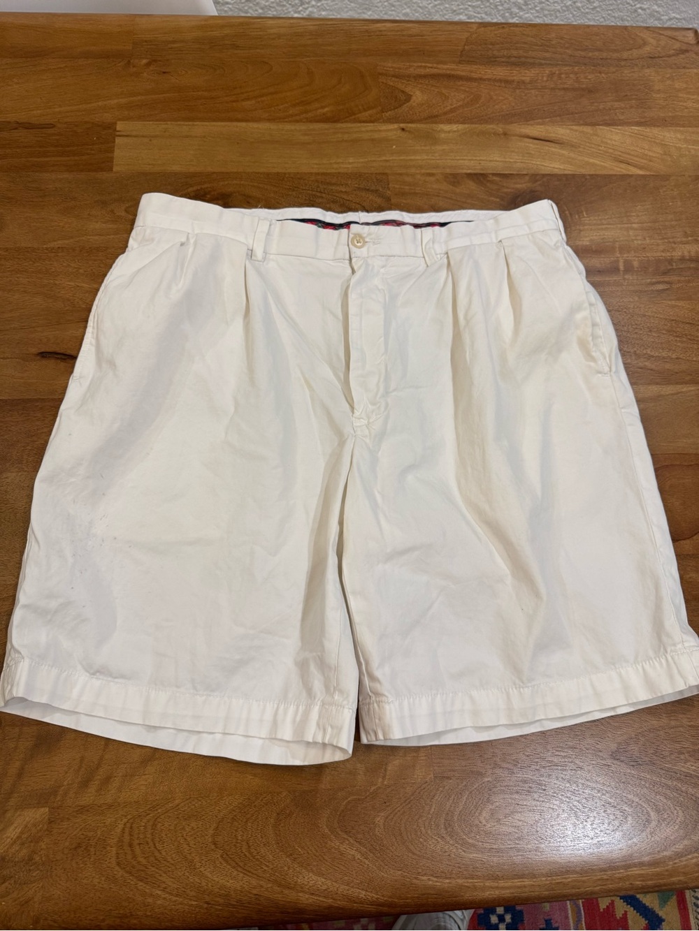 Polo Golf Men's Pleated Cream Cotton Shorts